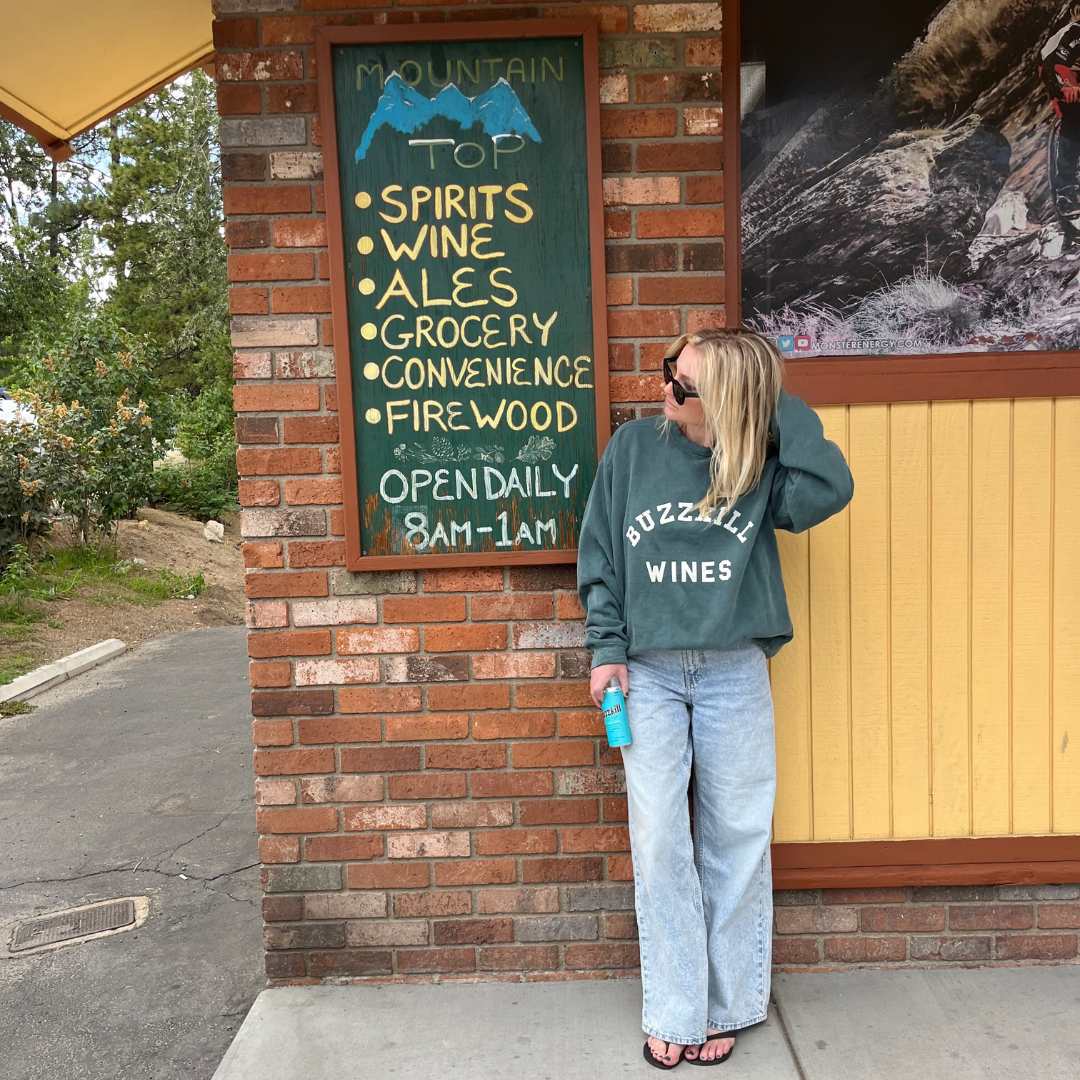 Buzzkill Wines Crewneck in Blue Jean